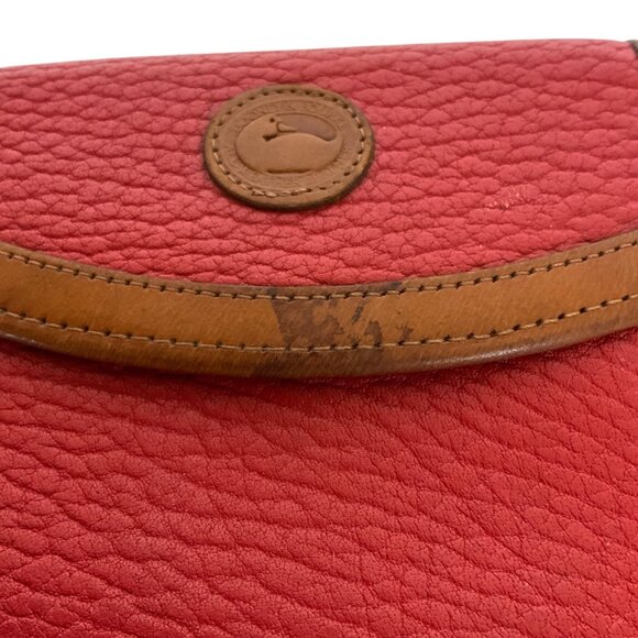 Vintage Dooney & Bourke All-Weather Leather French Wallet Red Tan Snap Closure - Picture 8 of 8